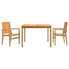 Ensemble à manger de jardin 3 pcs Bois de teck massif