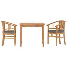 Ensemble à manger de jardin 3 pcs Bois de teck massif