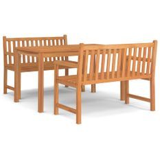 Ensemble à manger de jardin 3 pcs Bois de teck massif