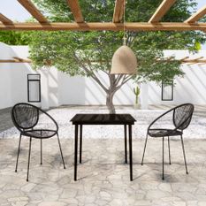 Ensemble à manger de jardin 3 pcs Noir