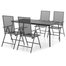 Ensemble à manger de jardin 5 pcs anthracite acier