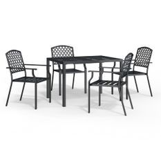 Ensemble à manger de jardin 5 pcs anthracite acier