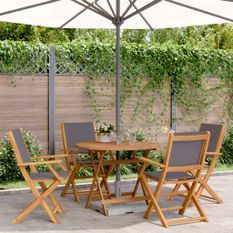 Ensemble à manger de jardin 5 pcs anthracite tissu bois massif