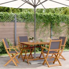 Ensemble à manger de jardin 5 pcs anthracite tissu bois massif