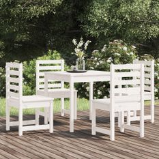 Ensemble à manger de jardin 5 pcs blanc bois massif de pin