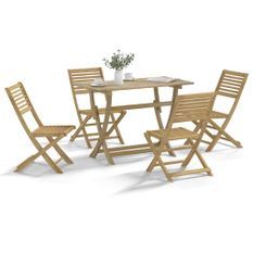 Ensemble à manger de jardin 5 pcs Bois d'acacia solide