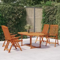 Ensemble à manger de jardin 5 pcs Bois d'eucalyptus massif