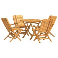 Ensemble à manger de jardin 5 pcs Bois de teck massif