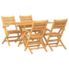 Ensemble à manger de jardin 5 pcs Bois de teck massif