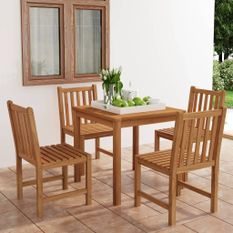 Ensemble à manger de jardin 5 pcs Bois de teck solide