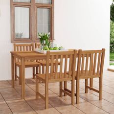 Ensemble à manger de jardin 5 pcs Bois de teck solide