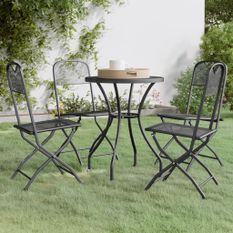 Ensemble à manger de jardin 5 pcs Maille Métal Anthracite