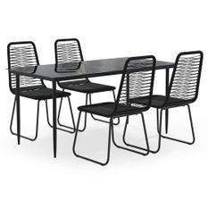 Ensemble à manger de jardin 5 pcs Noir