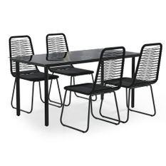 Ensemble à manger de jardin 5 pcs Noir