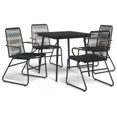 Ensemble à manger de jardin 5 pcs Noir Rotin PVC