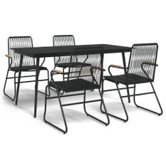 Ensemble à manger de jardin 5 pcs Noir Rotin PVC