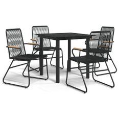 Ensemble à manger de jardin 5 pcs Noir Rotin PVC