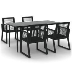 Ensemble à manger de jardin 5 pcs Noir Rotin PVC