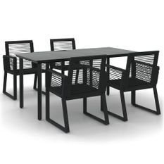 Ensemble à manger de jardin 5 pcs Noir Rotin PVC