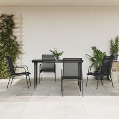 Ensemble à manger de jardin 5 pcs noir textilène et acier