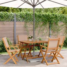 Ensemble à manger de jardin 5 pcs taupe tissu et bois massif