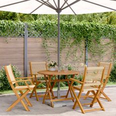 Ensemble à manger de jardin 5pcs beige polypropylène et bois