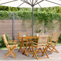 Ensemble à manger de jardin 5pcs beige polypropylène et bois