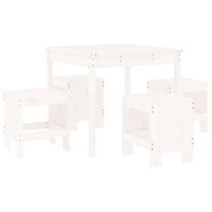 Ensemble à manger de jardin 5pcs blanc bois massif de pin