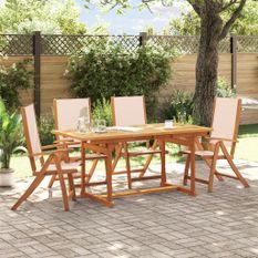 Ensemble à manger de jardin 5pcs bois d'acacia solide textilène