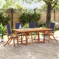 Ensemble à manger de jardin 5pcs bois d'acacia solide textilène