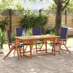 Ensemble à manger de jardin 5pcs bois d'acacia solide textilène