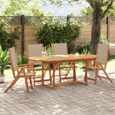 Ensemble à manger de jardin 5pcs bois d'acacia solide textilène