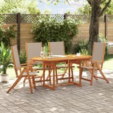 Ensemble à manger de jardin 5pcs bois d'acacia solide textilène