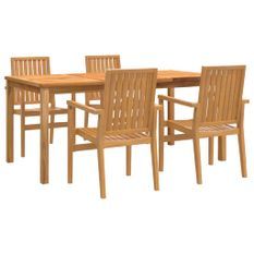 Ensemble à manger de jardin 5pcs Bois de teck massif