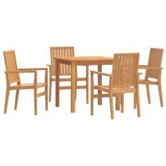 Ensemble à manger de jardin 5pcs Bois de teck massif
