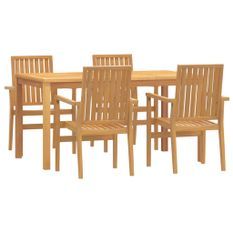 Ensemble à manger de jardin 5pcs Bois de teck massif