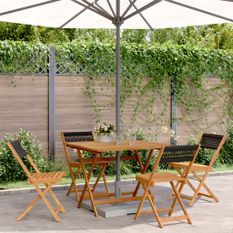 Ensemble à manger de jardin 5pcs noir polypropylène bois massif