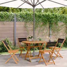 Ensemble à manger de jardin 5pcs noir polypropylène bois massif