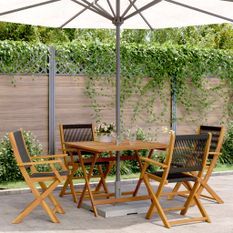 Ensemble à manger de jardin 5pcs noir polypropylène bois massif