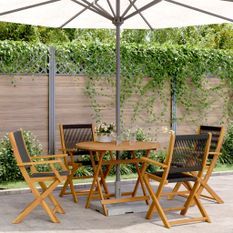 Ensemble à manger de jardin 5pcs noir polypropylène bois massif