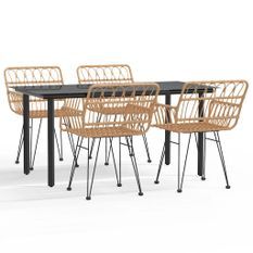 Ensemble à manger de jardin 5pcs Résine tressée