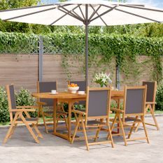 Ensemble à manger de jardin 7 pcs anthracite tissu bois massif