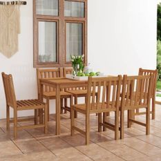 Ensemble à manger de jardin 7 pcs Bois de teck massif