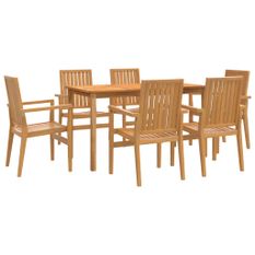 Ensemble à manger de jardin 7 pcs Bois de teck solide