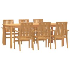 Ensemble à manger de jardin 7 pcs Bois de teck solide