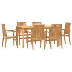 Ensemble à manger de jardin 7 pcs Bois de teck solide