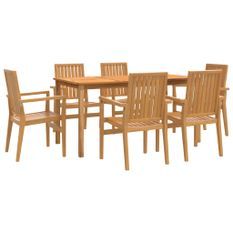 Ensemble à manger de jardin 7 pcs Bois de teck solide