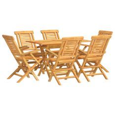 Ensemble à manger de jardin 7 pcs Bois de teck solide