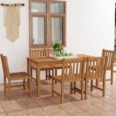 Ensemble à manger de jardin 7 pcs Bois de teck solide