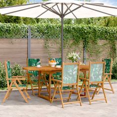 Ensemble à manger de jardin 7 pcs motif de feuilles tissu bois